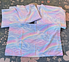 Vintage Pastel Rainbow & Clouds Fairy Kei QUEEN Sheet Set 1 Pillowcase 1980's