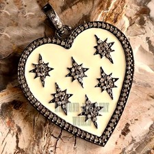 1.99ctw Genuine Old Mine Rose Cut Diamond Silver Victorian Heart Pendant Jewelry