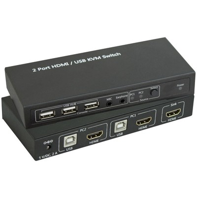 SpeaKa Professional  2 Port KVM-Umschalter HDMI USB 1920 x 1080 Pixel, 3840 x...