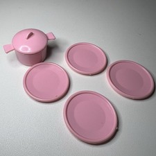 11 Inch Doll Vintage Pink Plastic Toy Dishes Pot Plates
