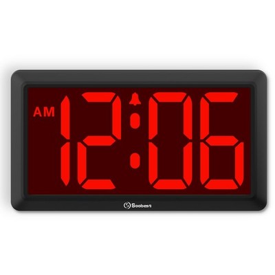 9.5 Inch LED Digital Wall Clock Battery Operated, Auto & Manual Dimmer Displa...