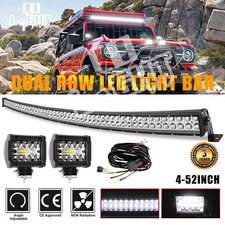 Roof 52 Curved Led Light Bar Combo 2x 4 Led Pods Offroad For Ford Suv Chevy