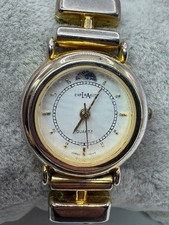 Vintage Ladies LA Express Moon Phase Gold Tone Quartz Watch New Battery