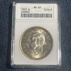 1937 Canada $1 Silver Dollar ANACS Soapbox Holder MS63 Choice Unc Classic Coin