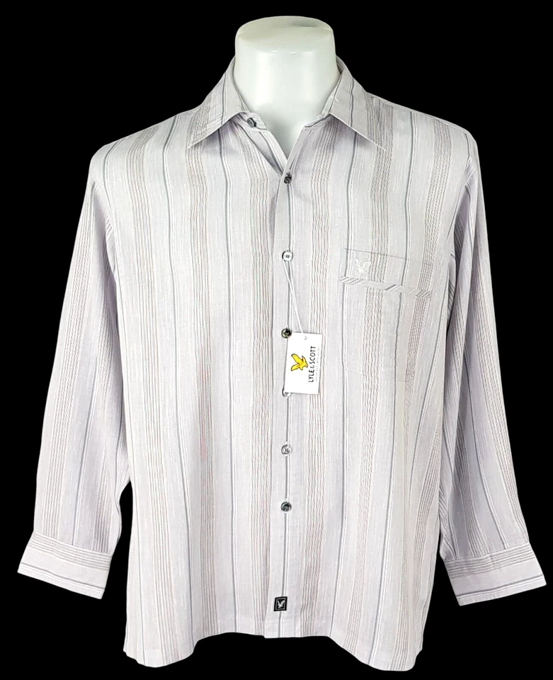 CAMISA DE NOCHE LYLE & SCOTT COLLECTION Para Hombre Gris Rayas L/S - L - 46" - PVP £69 Foto 4 de 4
