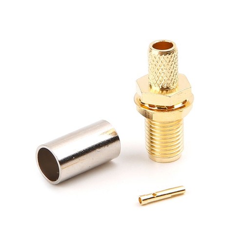 10pcs SMA Female Nut Bulkhead Crimp RF Connector For RG58 RG142 LMR195 RG400 - Zdjęcie 3 z 8