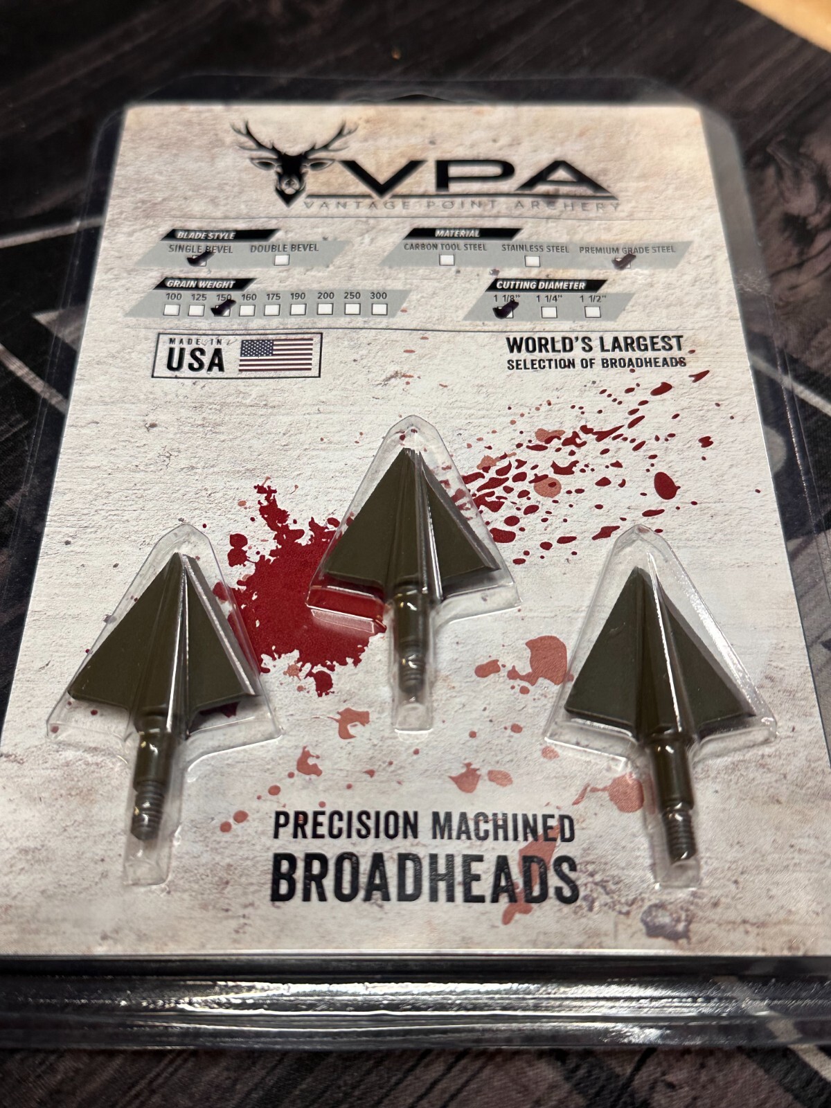 VPA 2 Blade Single Bevel 150 Grain 1 1/8" Broadheads 3Pack eBay