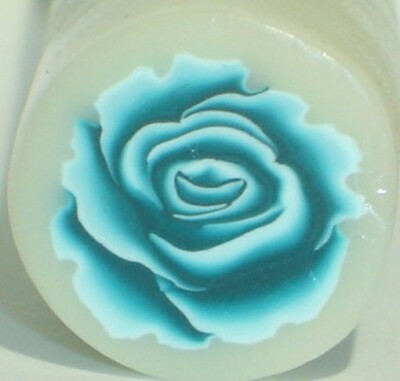 Tantalizingly Teal Rose Flower Cane Raw by SueC #668, ALL CANES SHIP FOR $5