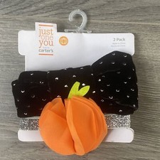 Just One You by Carter's Girls Headband 2 Pack Black Metallic Pumpkin