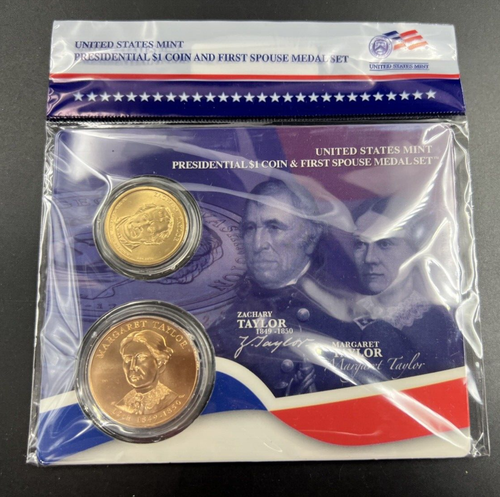 2009 Zachary & Margret Taylor Spouse $1 Presidential Coin & Medal Bronze Set OGP - Picture 5 of 8