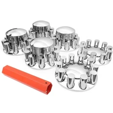 33mm Cylinder Axle Covers Complete w/ Screw on Lug Nut Covers for Semi Truck