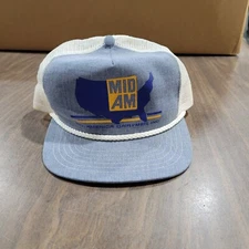 Vintage Mid America Inc Trucker Cap Mens Blue One Size Adjustable Snapback USA