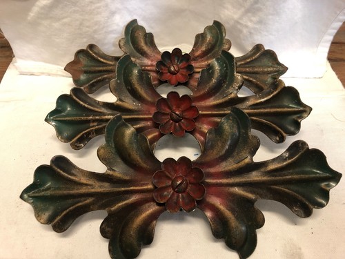 Medaglione asta tenda metallo ornato vintage Art Nouveau / Art Dec - Foto 5 di 5