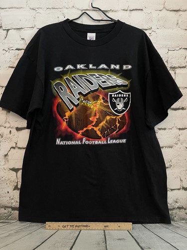 RARE Vtg 90s Oakland Raiders Lightning Fire Football NFL XL T-Shirt HTF VeryGood