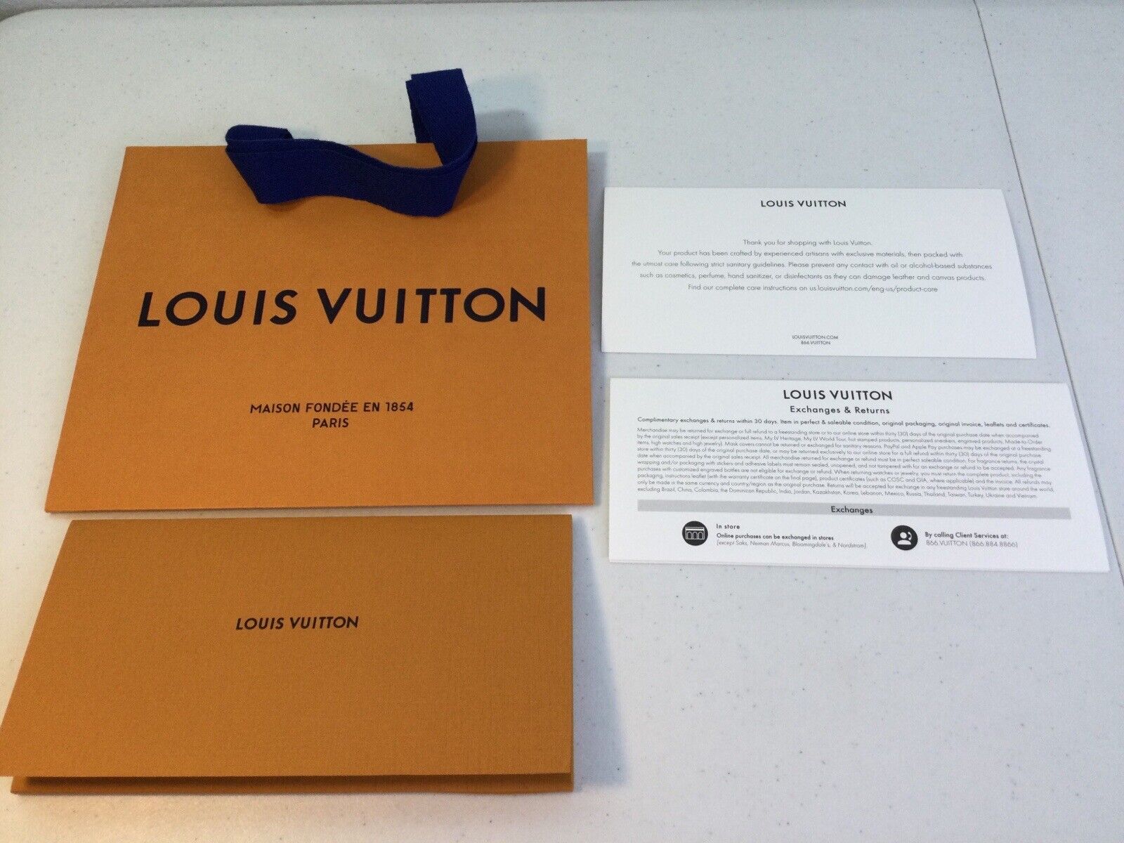LOUIS VUITTON Orange Gift Bag/Tote & Gift Receipt Envelope.  9.75”x8”x5.75”. NEW.