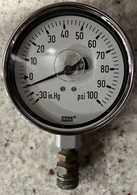 Vintage Wika 4'' Liquid Filled Pressure Gauge -30 in.Hg-100 psi. **Notes