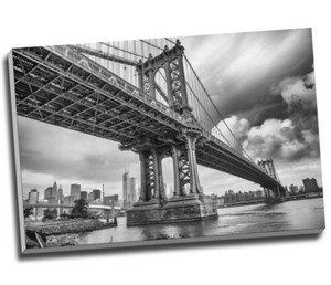 Pont De Manhattan New York Noir Blanc Toile Imprimer Wall Art 30x A1 Ebay