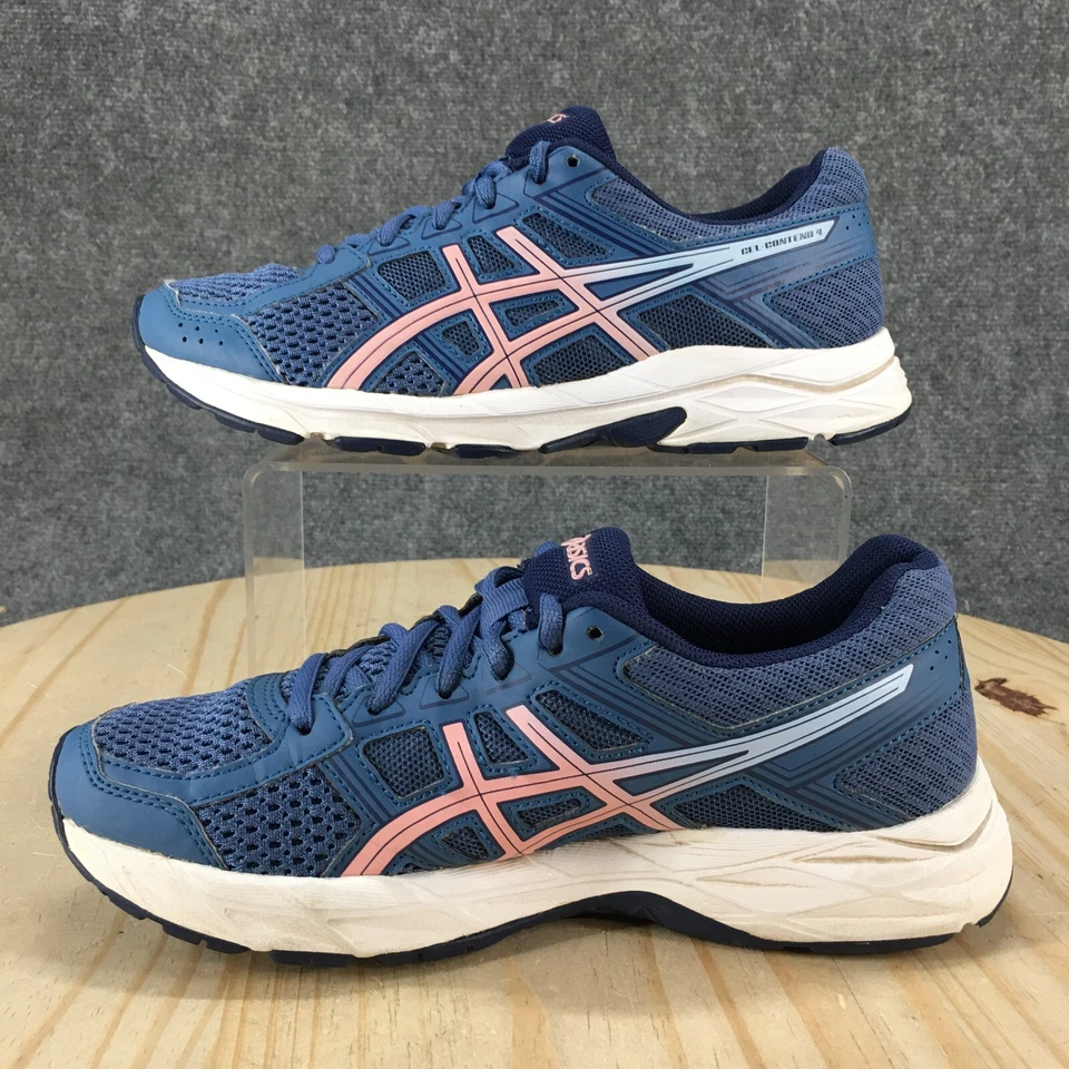 Asics Zapatos Mujer 6 Gel Contend 4 Tenis para Correr Azul Malla Parte Superior Baja T765N Foto 2 de 4