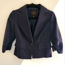 The Limited Collection cropped ruched sleeve navy Blazer XS
