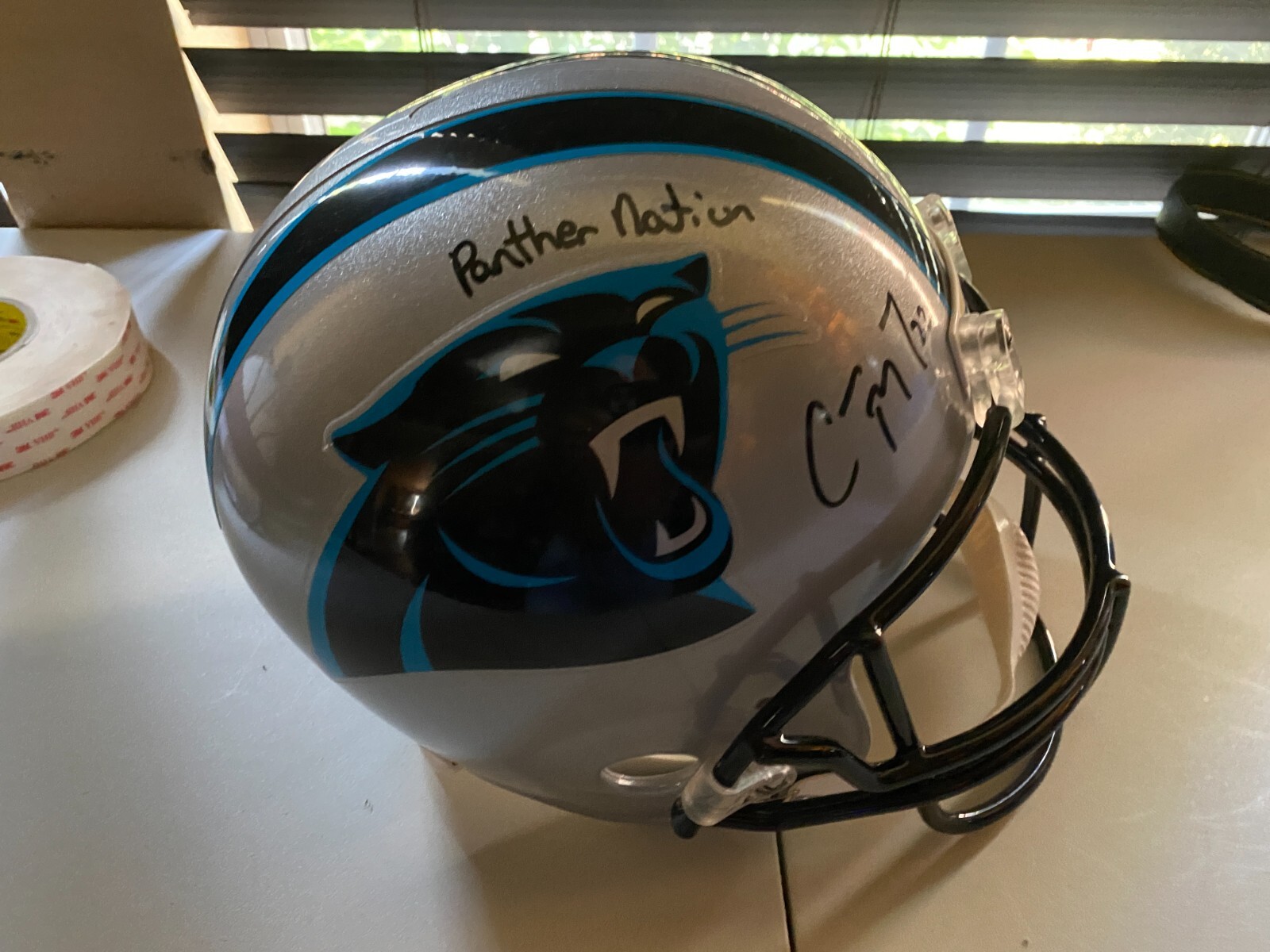 CHRISTIAN MCCAFFREY Autographed Signed Carolina Panthers PANTHERS REPLICA FULL SIZE HELMET/ JSA WITNESS 