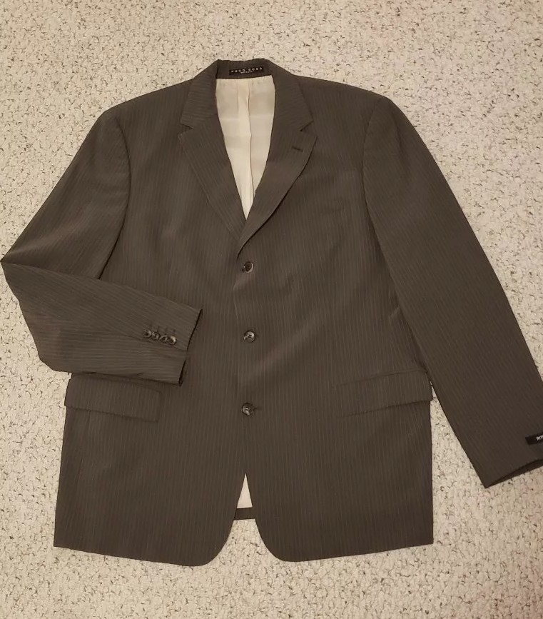 HUGO BOSS Scorsese Men's Brown Pinstripe Suit Jacket, Size 48R