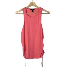 Aqua Sport Coral Pink Scoop Neck Ruched Side Athletic Tank Top S