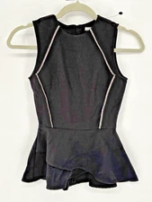 H&M Black Peplum with Silver Metallic Trim Summer Dress Tank Top Size 2