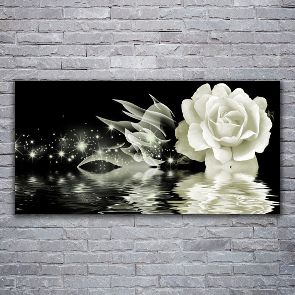 Tableau floral rose acrylique 120x60 pour illuminer un salon sombre