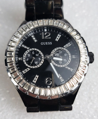 GUESS Watch Black Ion Plated Bracelet 100M G13553L | eBay