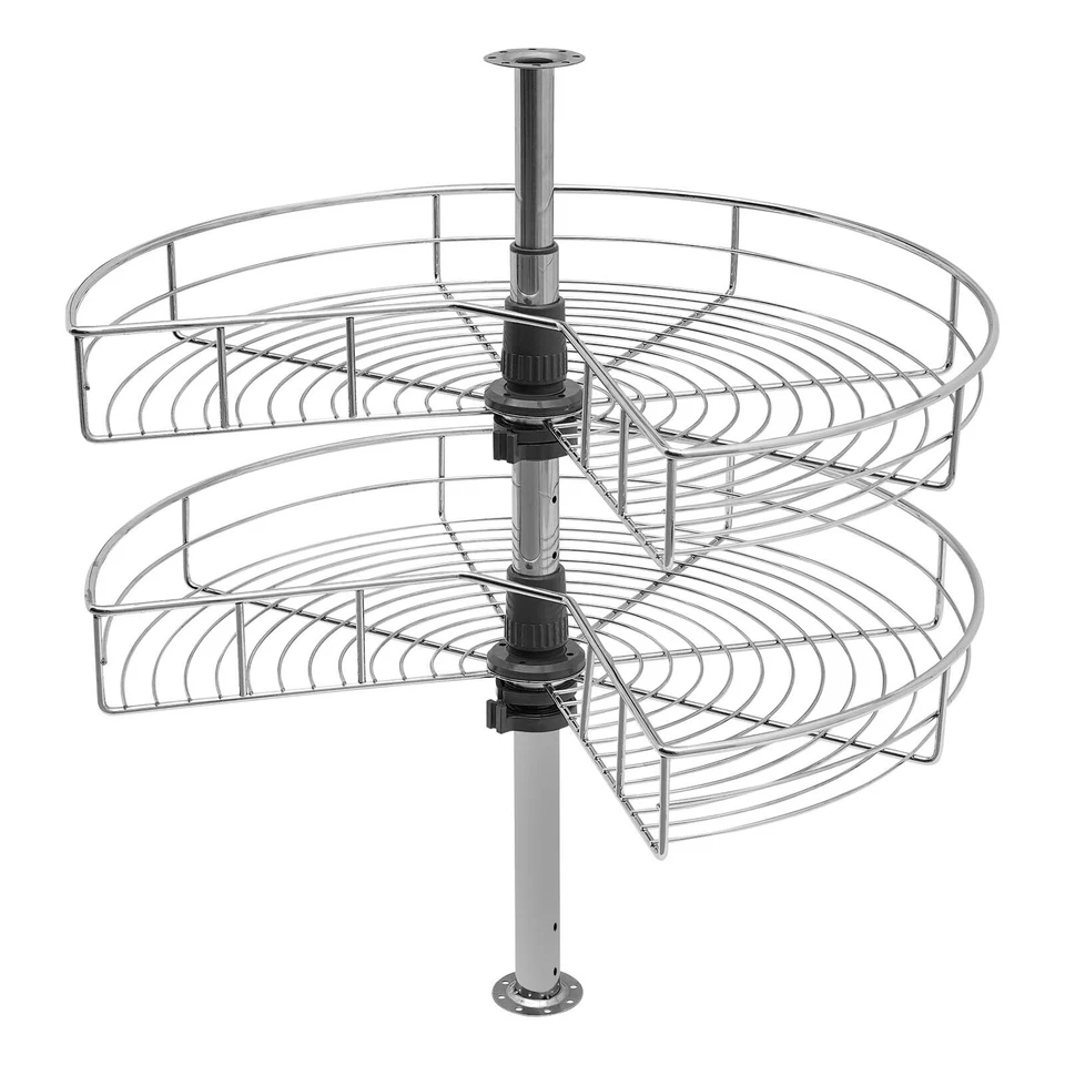 24" Kidney Chrome 2-Shelf Lazy Susan Kitchen Base Cabinet Corner Organizer Rack - Image 4 of 4