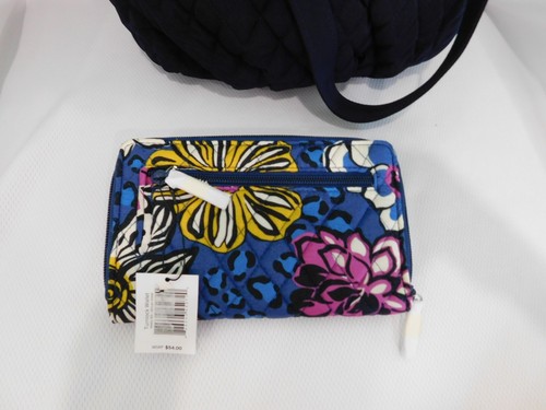 VERA BRADLEY Glenna Purse Classic Navy Blue Microfiber & Turnlock Wallet - NWT - Picture 10 of 12