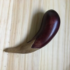 Vintage Super Neat Vivid Hand carved Wooden Eggplant Desk Decor 6.5"L