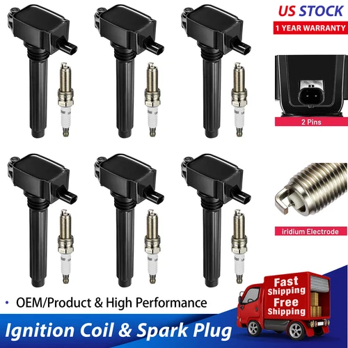 6 Pack Ignition Coils and Spark Plugs for Jeep Grand Cherokee V6 3.6L UF648