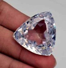 Huge Zircon Trillion Cut Natural 48-50 Ct White Color Certified Loose Gemstone