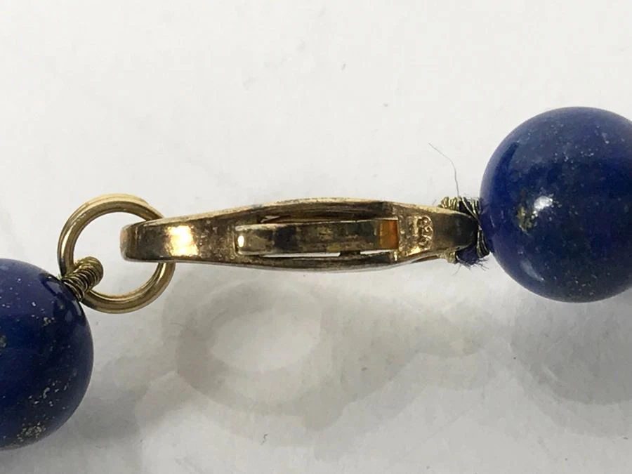 Hermoso Collar Vintage 22" Lapislázuli Cuentas 8mm, Plata de Ley 925 Foto 2 de 4