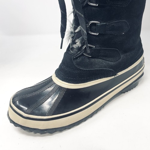 Sporto Blake Boots Women’s 9M Black Suede Faux Fur Lace Up Waterproof Knee High - Picture 10 of 13