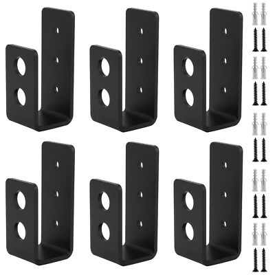 6 Pack 2 x 4 Inch Door Barricade Brackets, Heavy Duty Drop Open Bar Holder wi...