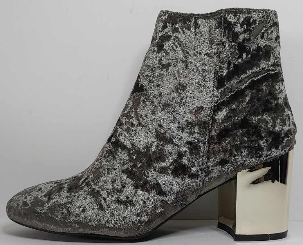 NEW!! Hot Kiss Grey Velvet Ankle Boots 3