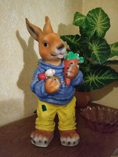 Hase Osterhase Ostern Hase mit Möhre 53cm Garten Deko Figur Dekoration Neu