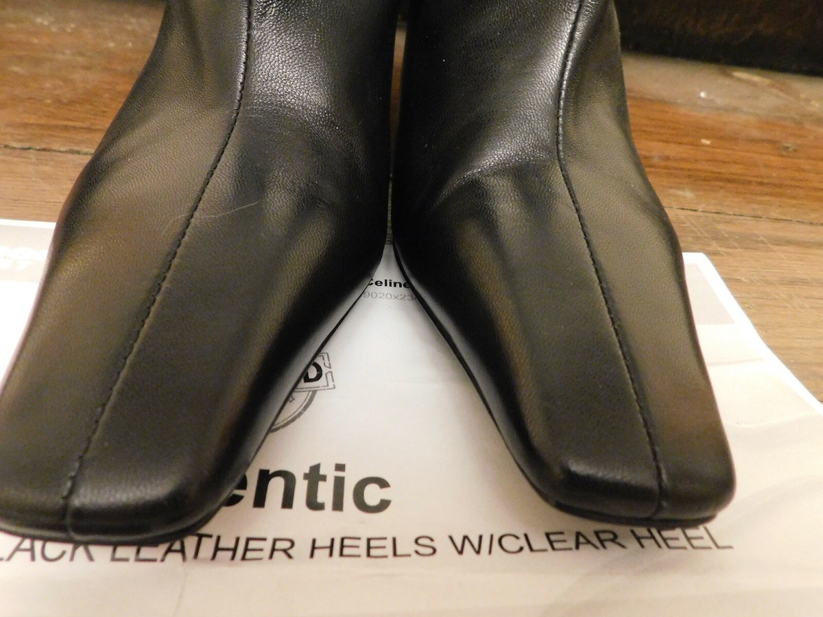 CELINE Facetted Crystal Heel Boots Black Booties 37 Phoebe CELINE Facetted Crystal Heel Boots Black Booties 37 Phoebe