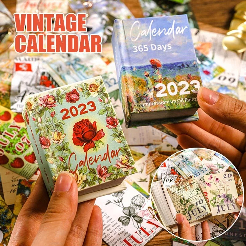 2023 Mini Tear Off Calendar Decoration 365 Days Retro Pattern Desk Calendar  a | eBay