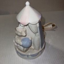 Working VTG 70  s BABY Toddler Nursery Night Light/Lamp LUSTER GLASS Circus Bear.
