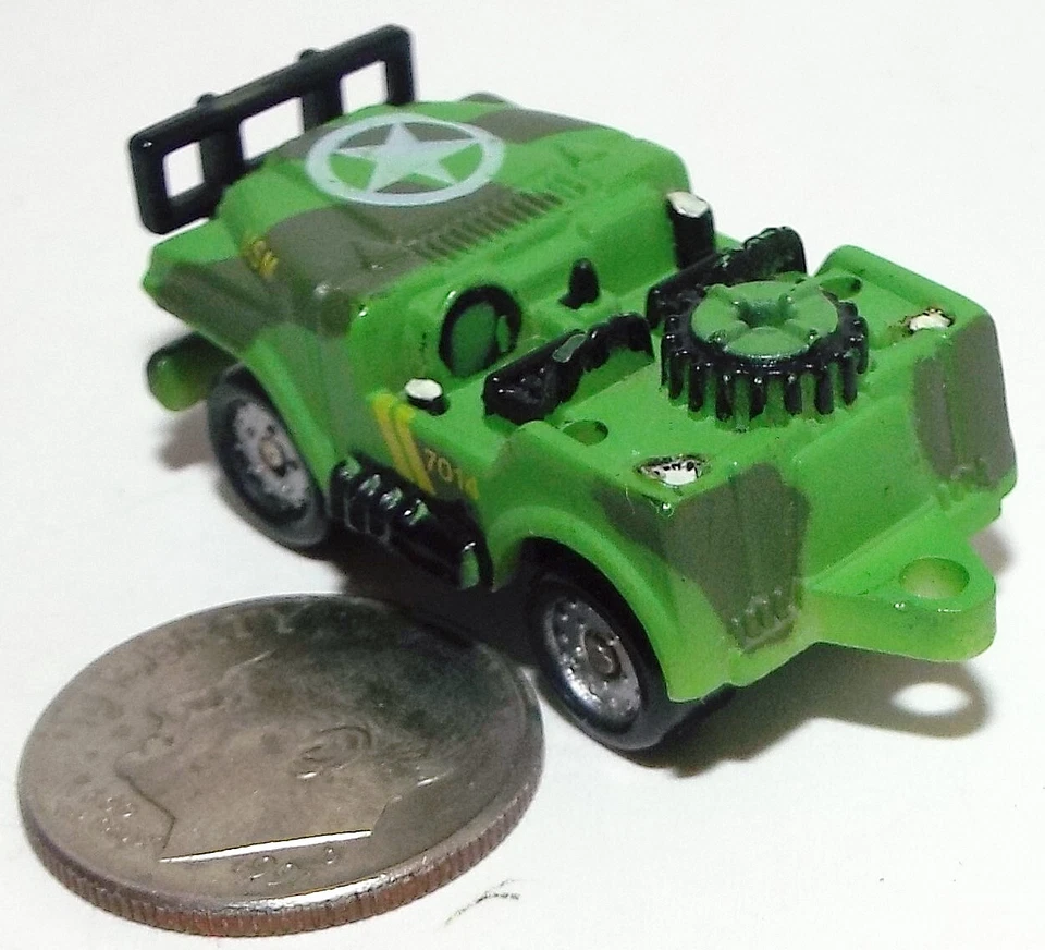 Small Micro Machine US Army Jeep with Roll Bars in Bright Green Camouflage # 2 - Image 3 of 3