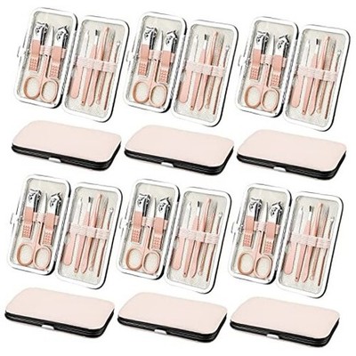 12 Sets Manicure Set Nail Clippers Pedicure Kit 8 in 1 Grooming Rose Gold