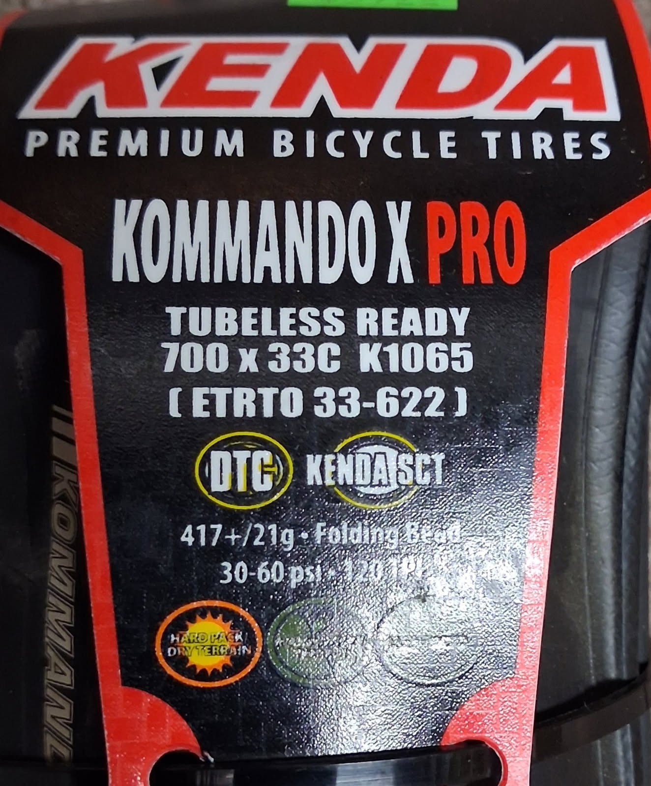 Kenda Kommando X Pro 700x33C Gravel Cyclocross Tire Tubeless Ready NIP ...