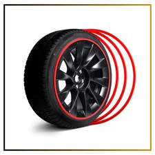 22" Alloy Wheel Rim Protector Red Strips Fits Curb Rash Prevention - Set of 4