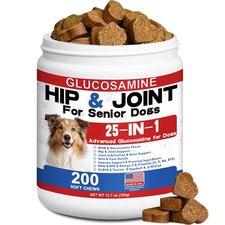 Glucosamine for Dogs Hip and Joint Supplement - 25-in-1 200 Count, Brown