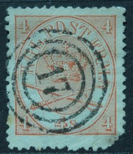 Denmark 1865 4sk SG 28 Used cat £16 short corner