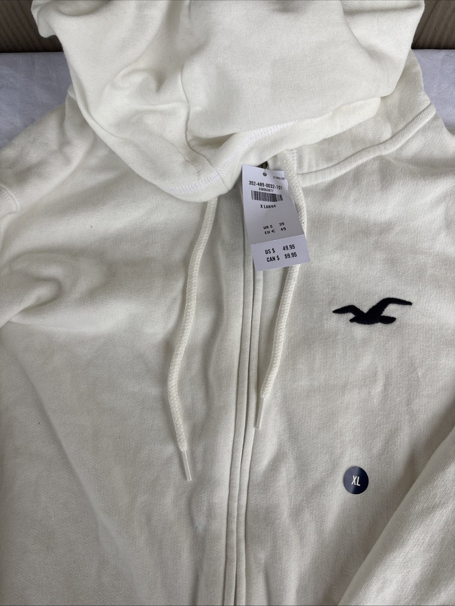Hollister Co. Zip Up Hoodie White Size Men’s XL Embroidered Y2k Jacket NWT View 3
