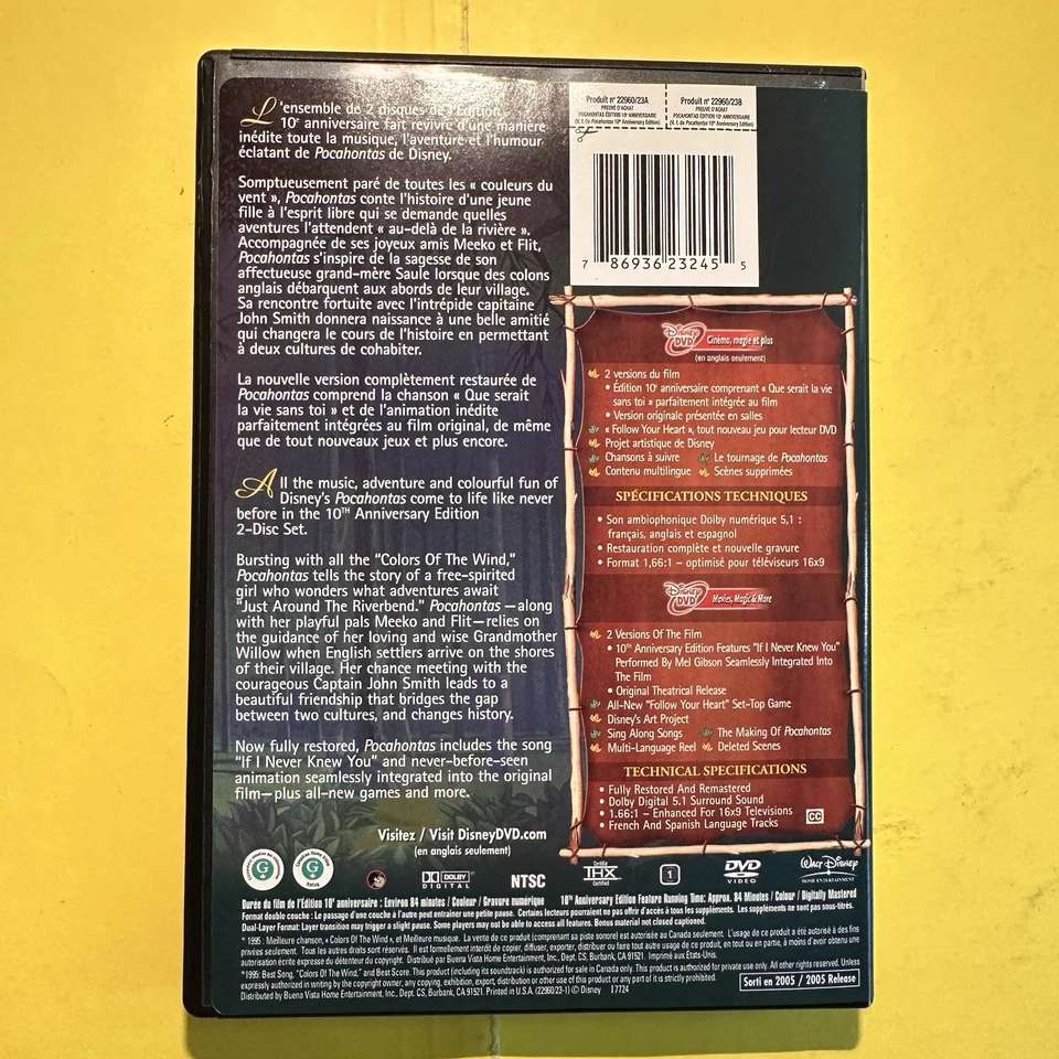 Pocahontas DVD Disney Bilingual - Image 4 of 4